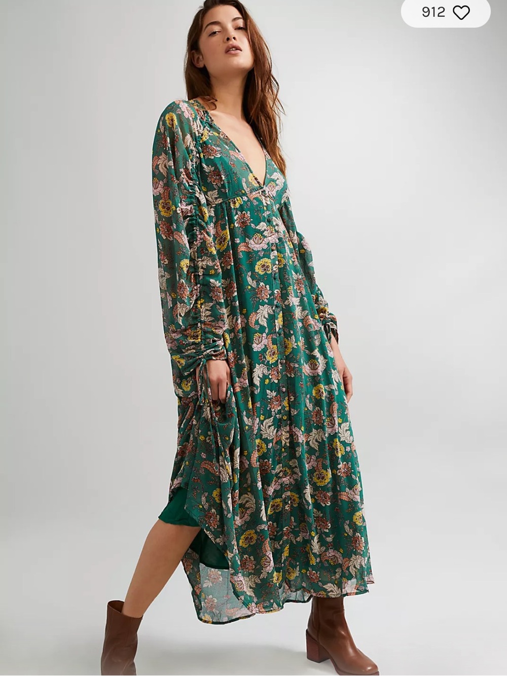 Free People Earthfolk Floral V-Neck Maxi Dress size large